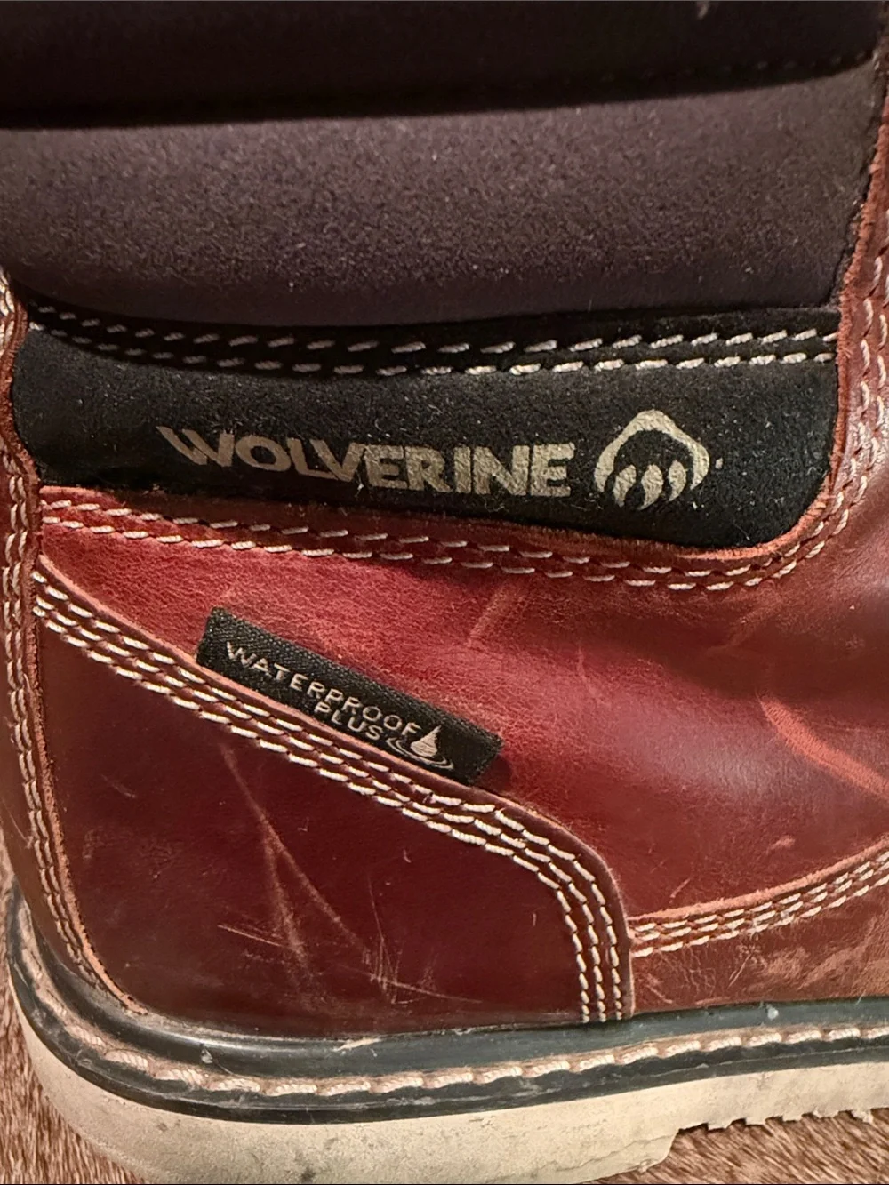 Wolverine Brown Leather Lace-Up Work Boots with Padded Collar